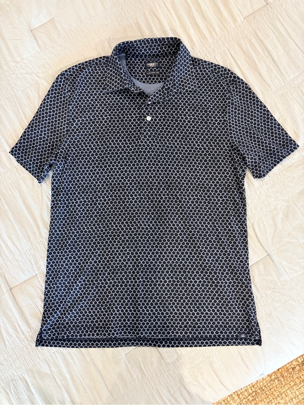 Faherty Navy Geometric Movement Polo